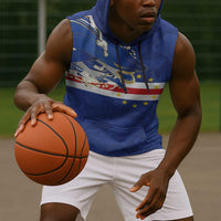 Custom Cape Verde National Football Sleeveless Hoodie Glory Blue Sharks - Wonder Print Shop