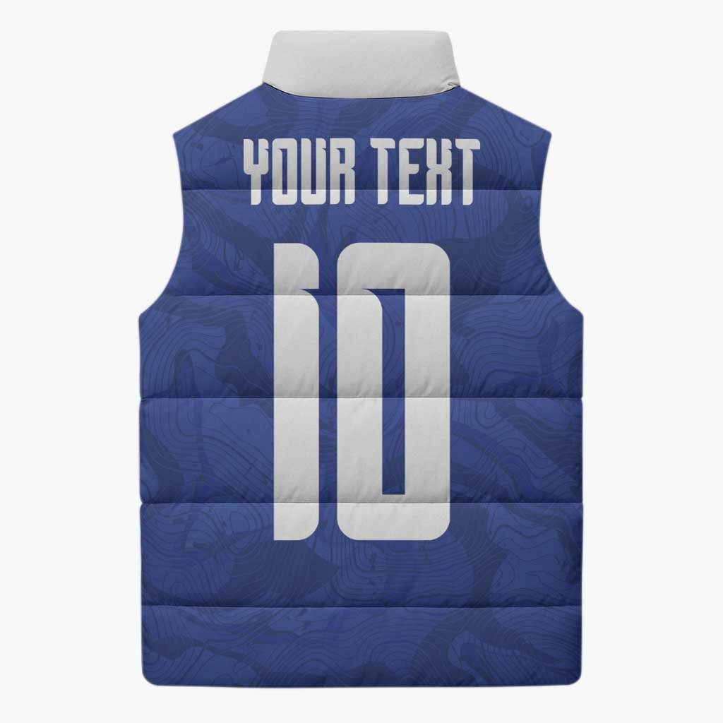 Custom Cape Verde National Football Sleeveless Puffer Jacket Glory Blue Sharks - Wonder Print Shop