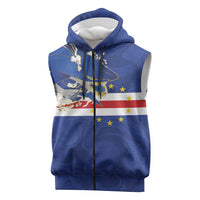 Custom Cape Verde National Football Sleeveless Zip Hoodie Glory Blue Sharks - Wonder Print Shop