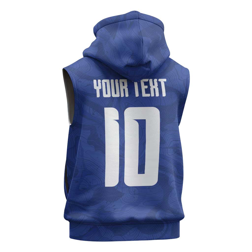 Custom Cape Verde National Football Sleeveless Zip Hoodie Glory Blue Sharks - Wonder Print Shop
