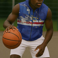 Custom Cape Verde National Football Sleeveless Zip Hoodie Glory Blue Sharks - Wonder Print Shop