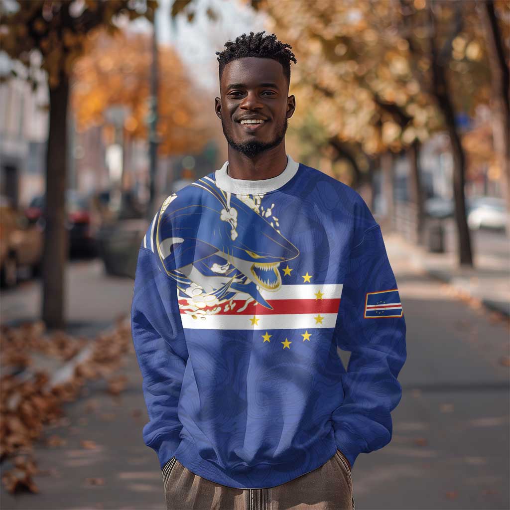 Custom Cape Verde National Football Sweatshirt Glory Blue Sharks - Wonder Print Shop