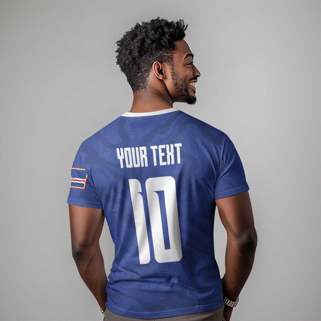 Custom Cape Verde National Football T shirt Glory Blue Sharks - Wonder Print Shop