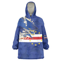 Custom Cape Verde National Football Wearable Blanket Hoodie Glory Blue Sharks - Wonder Print Shop
