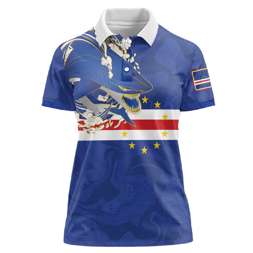 Custom Cape Verde National Football Women Polo Shirt Glory Blue Sharks - Wonder Print Shop