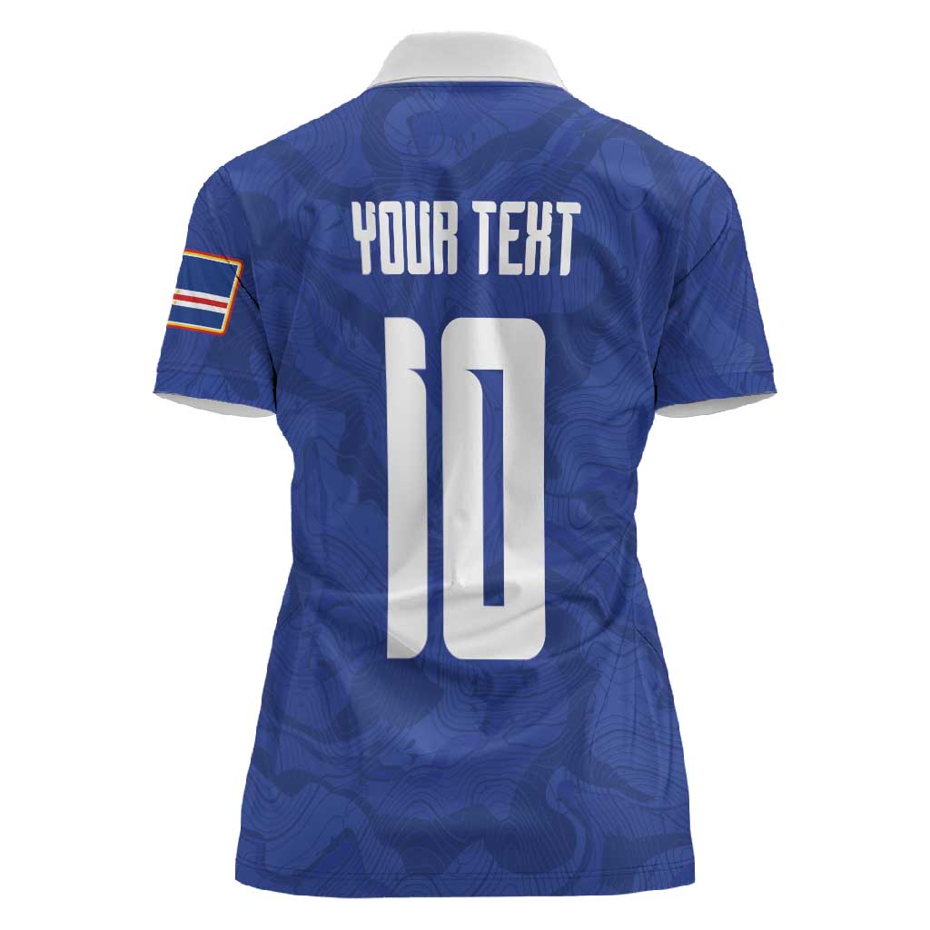 Custom Cape Verde National Football Women Polo Shirt Glory Blue Sharks - Wonder Print Shop