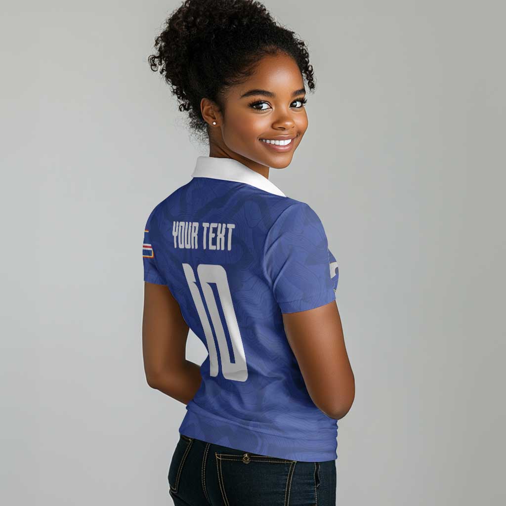 Custom Cape Verde National Football Women Polo Shirt Glory Blue Sharks - Wonder Print Shop