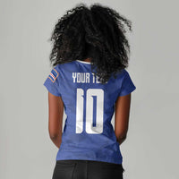 Custom Cape Verde National Football Women V-Neck T-Shirt Glory Blue Sharks - Wonder Print Shop