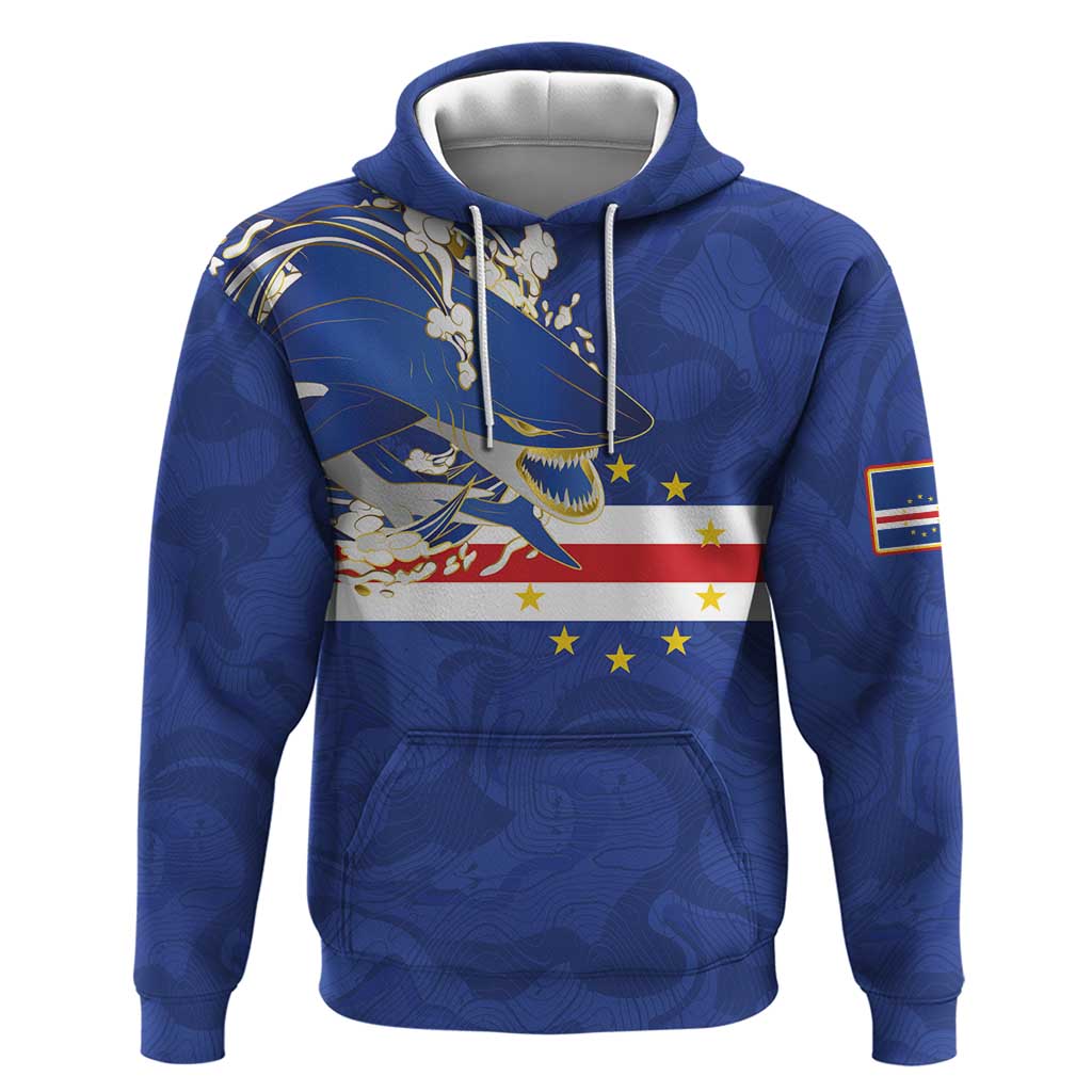 Custom Cape Verde National Football Zip Hoodie Glory Blue Sharks - Wonder Print Shop