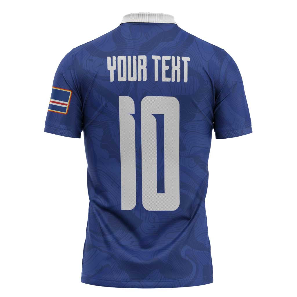 Custom Cape Verde National Football Zipper Polo Shirt Glory Blue Sharks - Wonder Print Shop