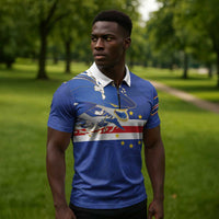 Custom Cape Verde National Football Zipper Polo Shirt Glory Blue Sharks - Wonder Print Shop
