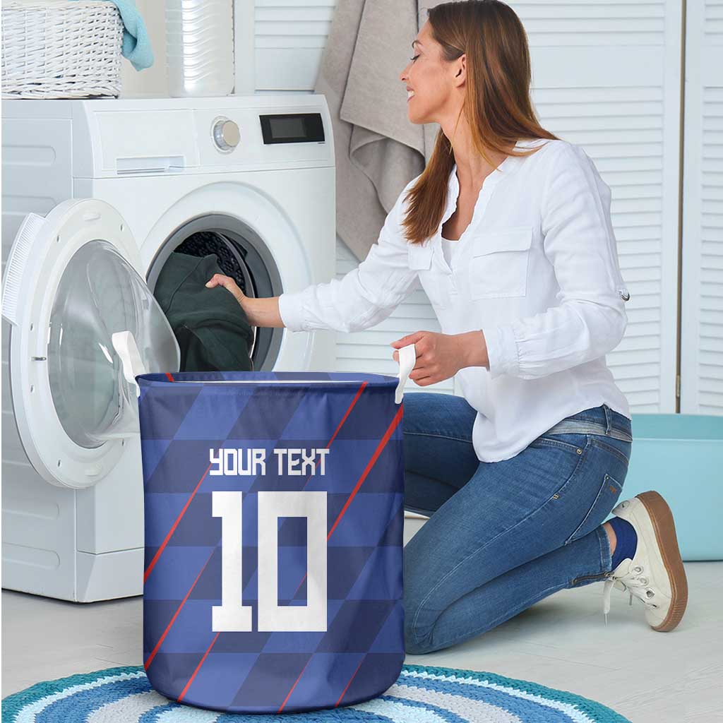 Custom Croatia National Football Laundry Basket The Checkered Blue Version - Wonder Print Shop