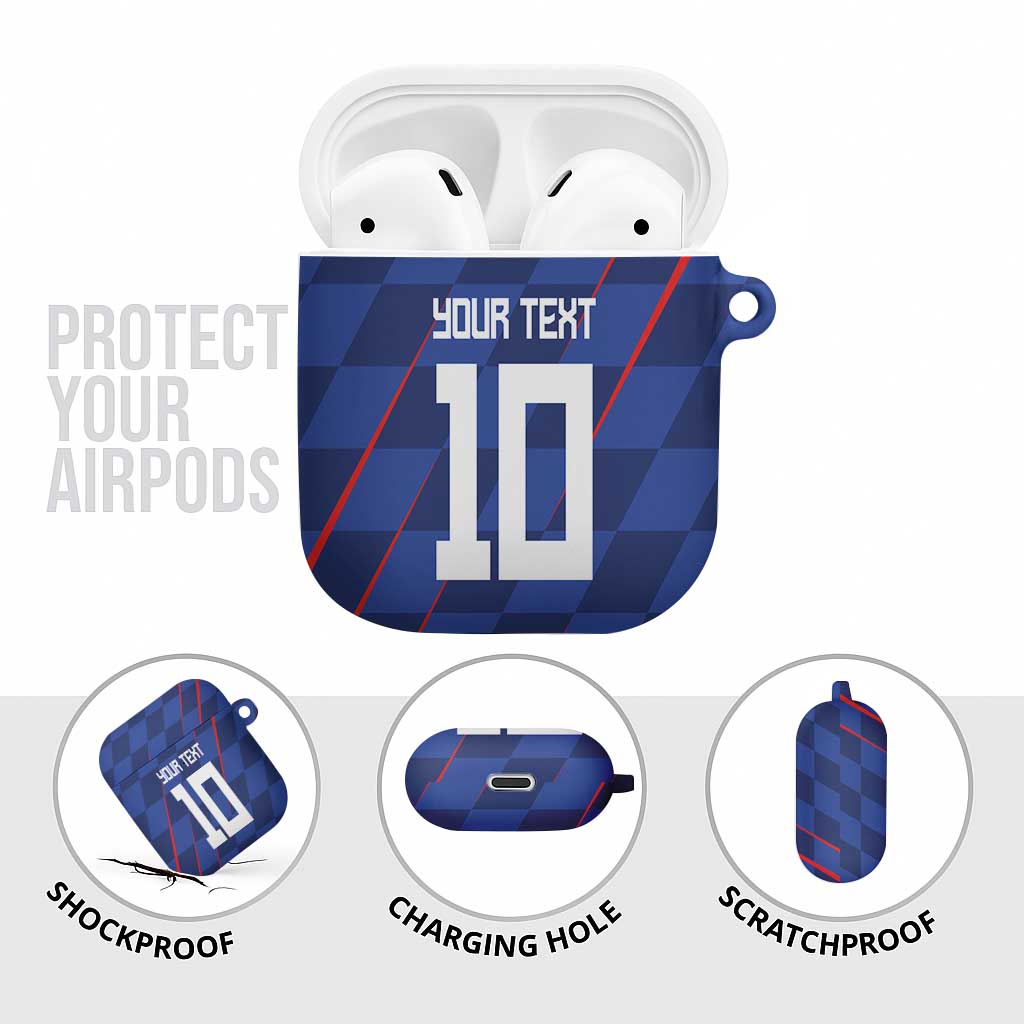 Custom Croatia National Football AirPods Case The Checkered Blue Version - Wonder Print Shop