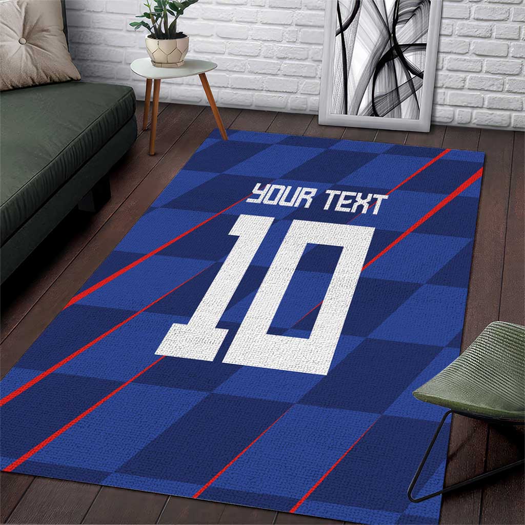 Custom Croatia National Football Area Rug The Checkered Blue Version - Wonder Print Shop