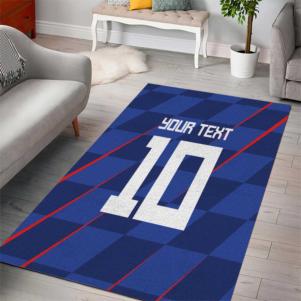 Custom Croatia National Football Area Rug The Checkered Blue Version - Wonder Print Shop