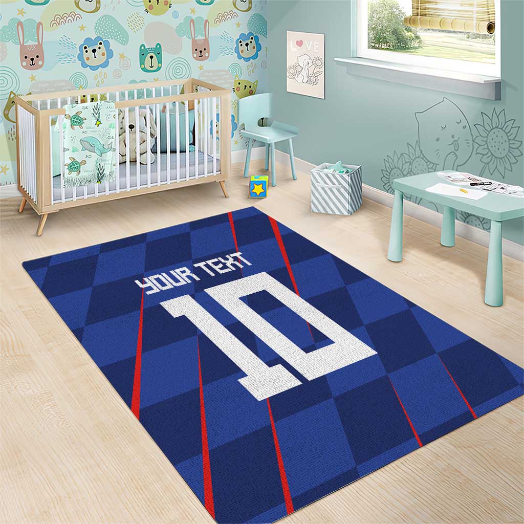Custom Croatia National Football Area Rug The Checkered Blue Version - Wonder Print Shop