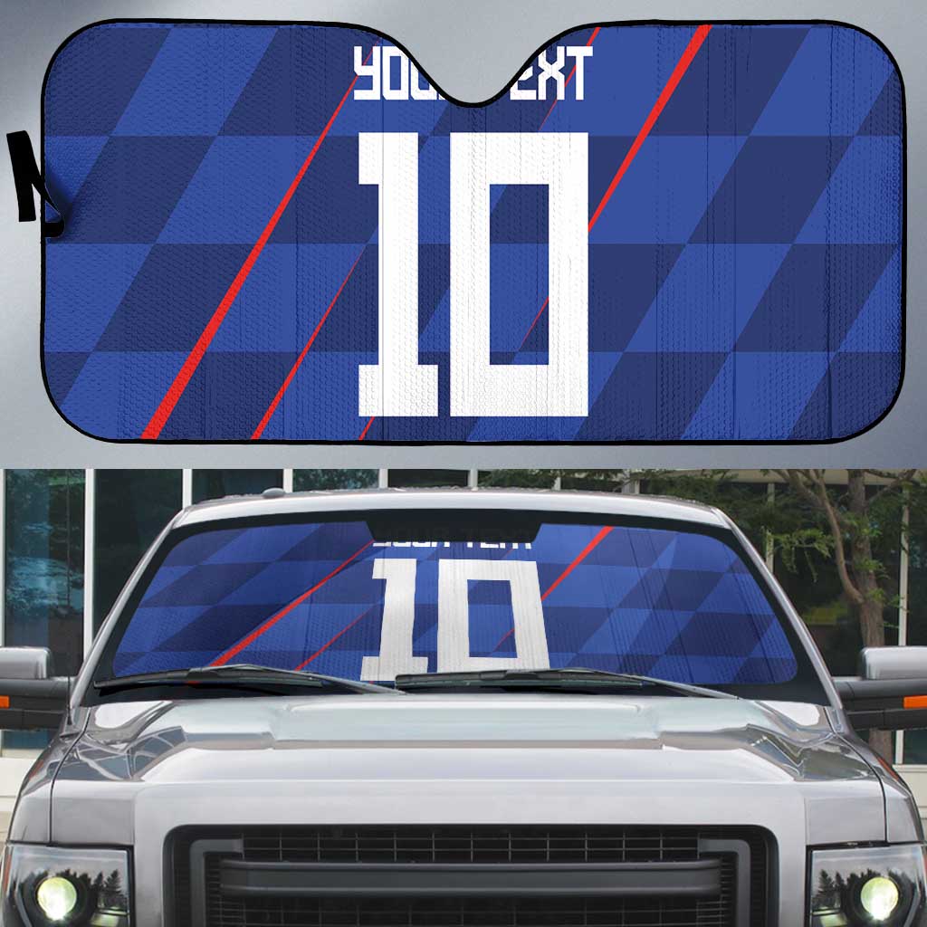 Custom Croatia National Football Auto Sun Shade The Checkered Blue Version - Wonder Print Shop