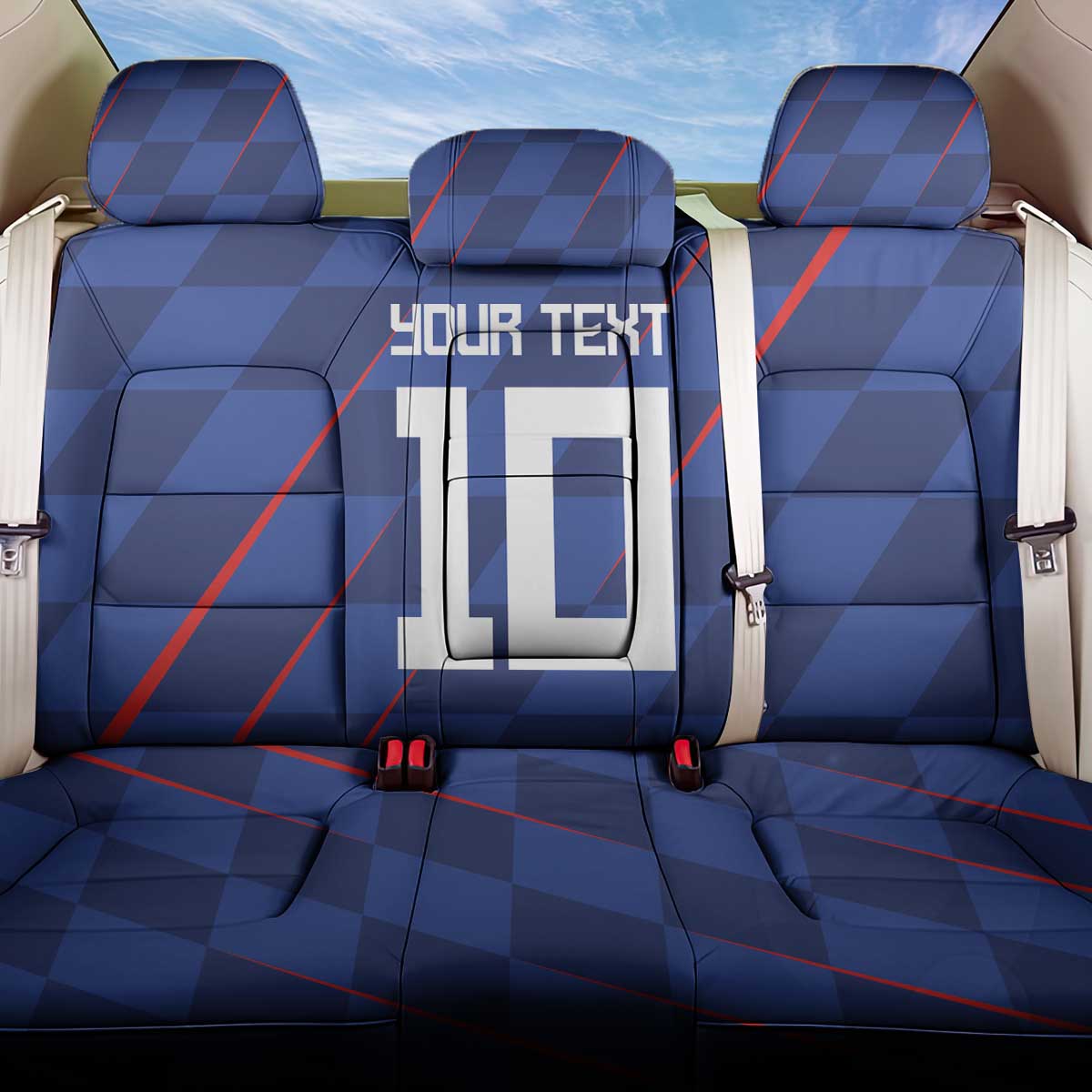 Custom Croatia National Football Back Car Seat Cover The Checkered Blue Version - Wonder Print Shop