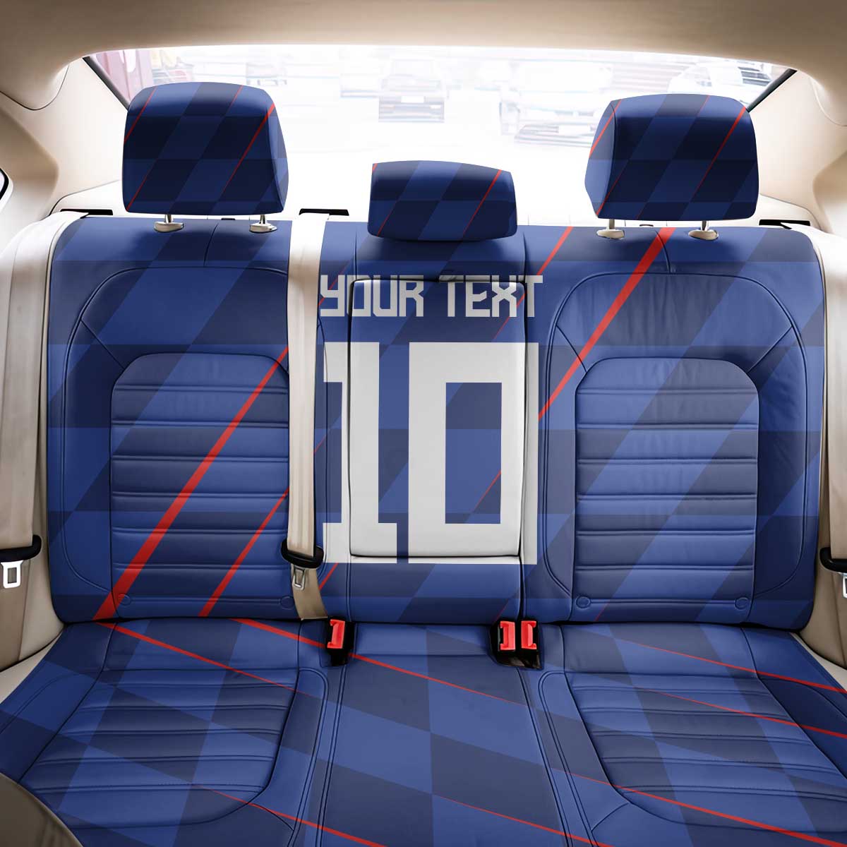 Custom Croatia National Football Back Car Seat Cover The Checkered Blue Version - Wonder Print Shop