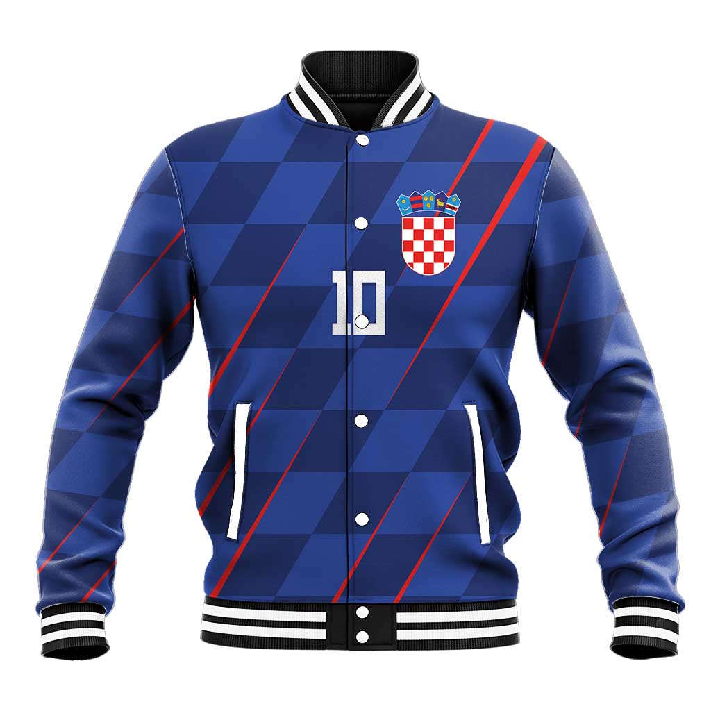 Custom Croatia National Football Baseball Jacket The Checkered Blue Version - Wonder Print Shop