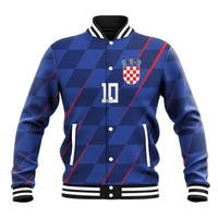 Custom Croatia National Football Baseball Jacket The Checkered Blue Version - Wonder Print Shop