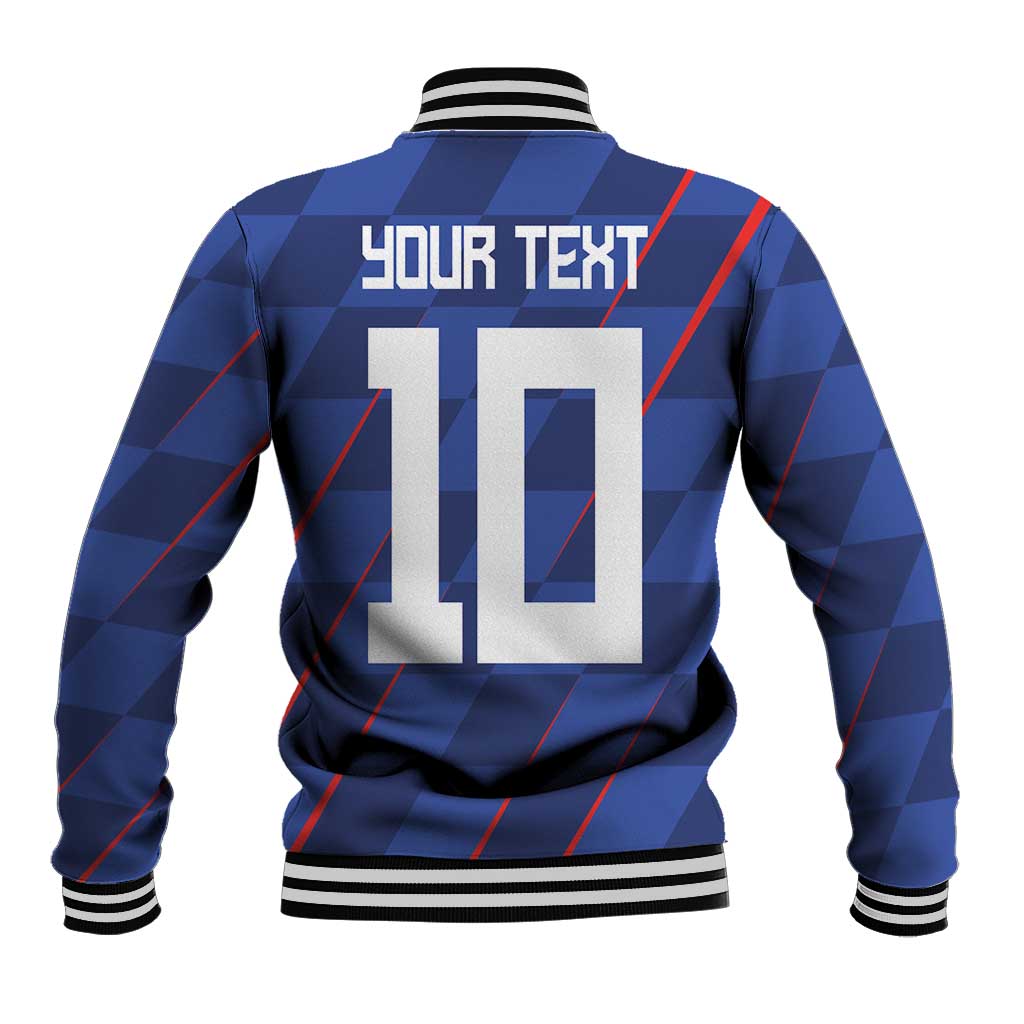 Custom Croatia National Football Baseball Jacket The Checkered Blue Version - Wonder Print Shop