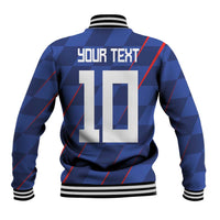 Custom Croatia National Football Baseball Jacket The Checkered Blue Version - Wonder Print Shop