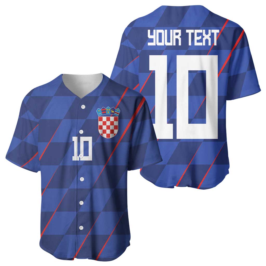 Custom Croatia National Football Baseball Jersey The Checkered Blue Version - Wonder Print Shop
