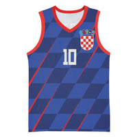 Custom Croatia National Football Basketball Jersey The Checkered Blue Version - Wonder Print Shop