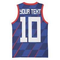 Custom Croatia National Football Basketball Jersey The Checkered Blue Version - Wonder Print Shop