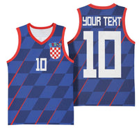 Custom Croatia National Football Basketball Jersey The Checkered Blue Version - Wonder Print Shop