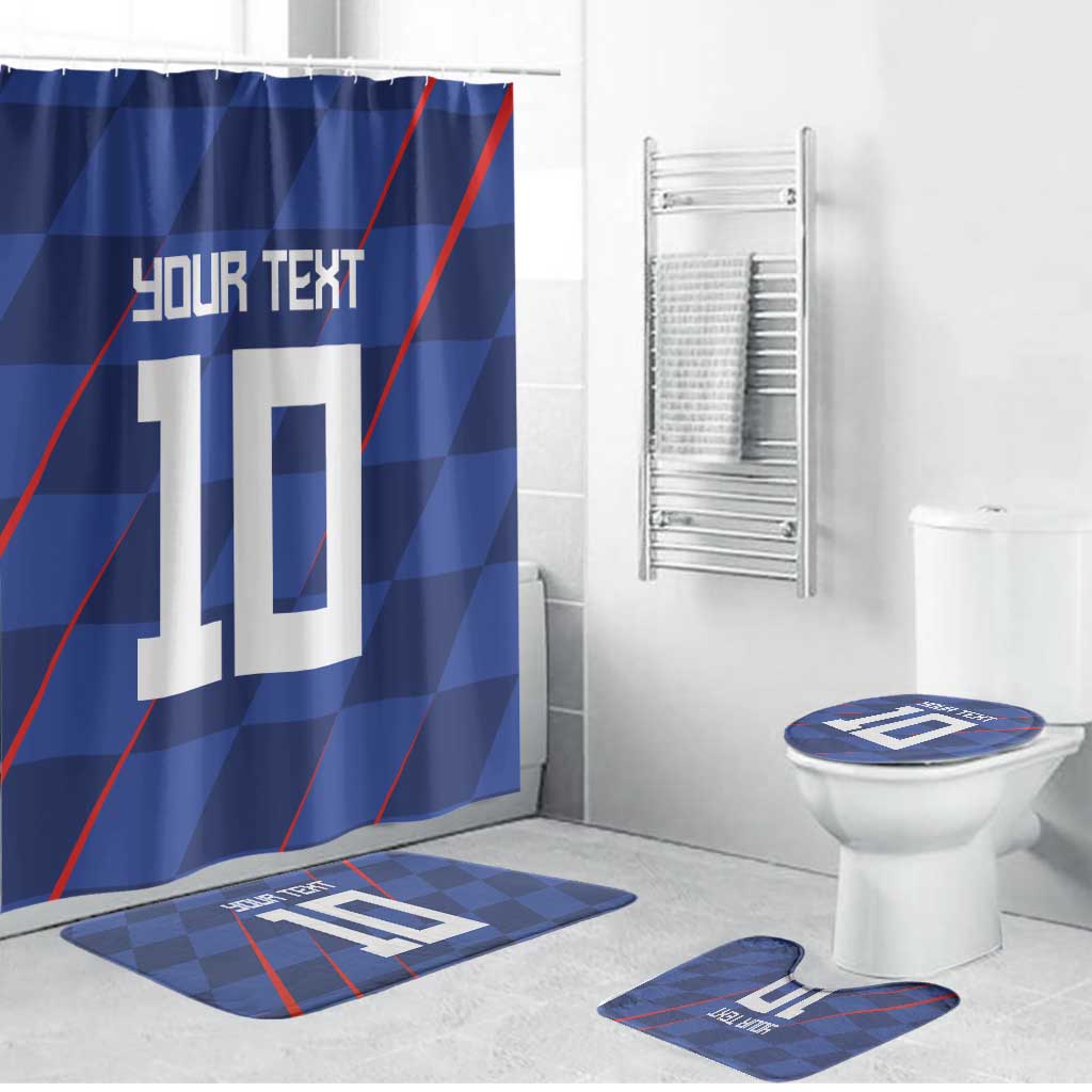 Custom Croatia National Football Bathroom Set The Checkered Blue Version - Wonder Print Shop
