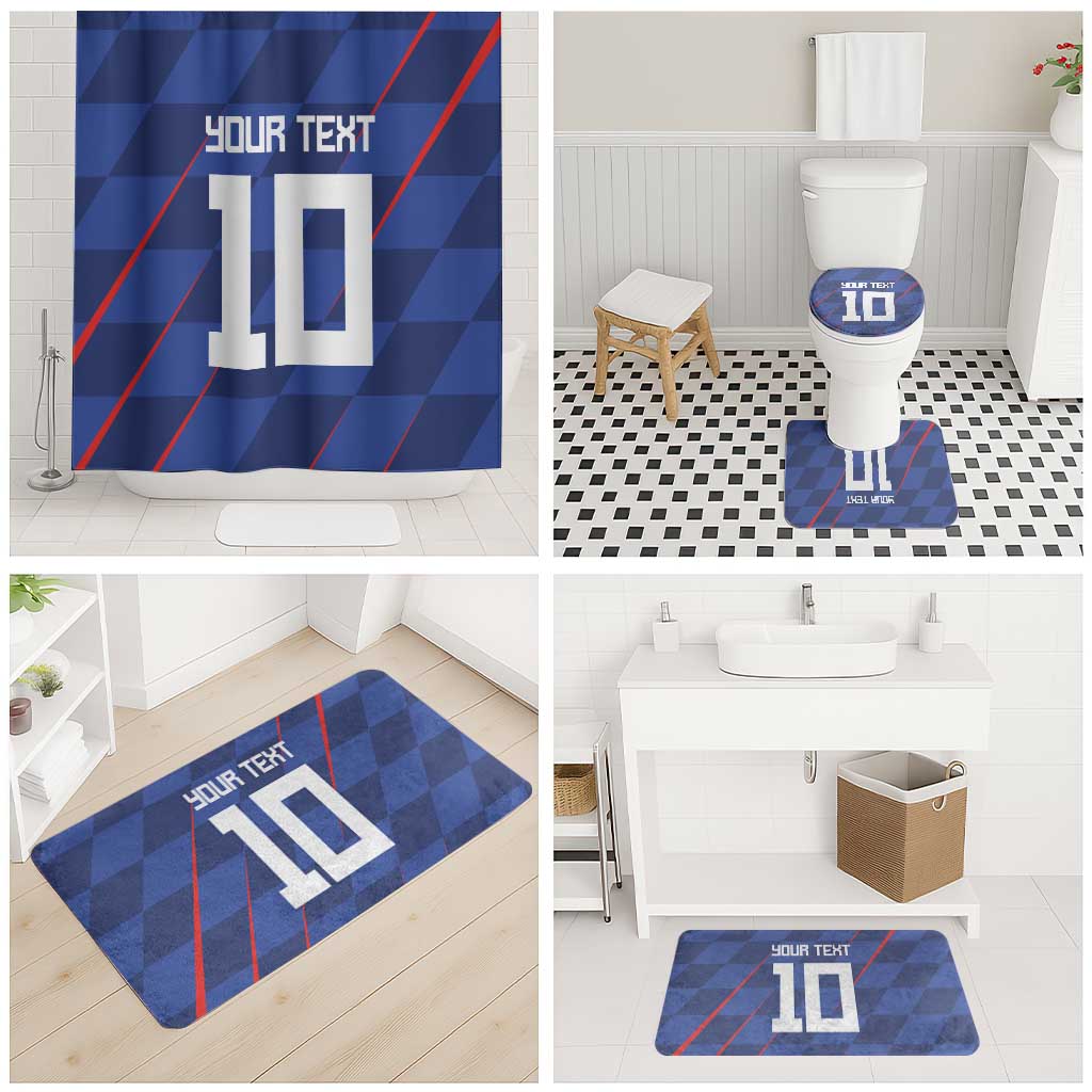 Custom Croatia National Football Bathroom Set The Checkered Blue Version - Wonder Print Shop