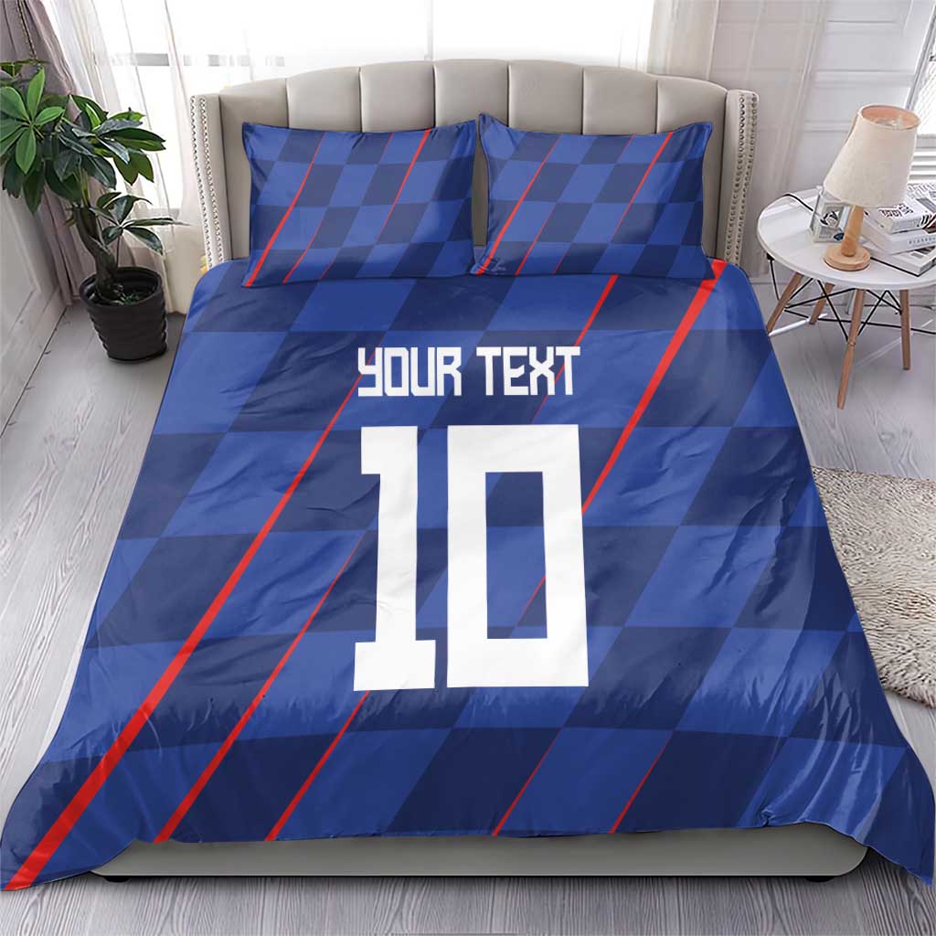 Custom Croatia National Football Bedding Set The Checkered Blue Version - Wonder Print Shop