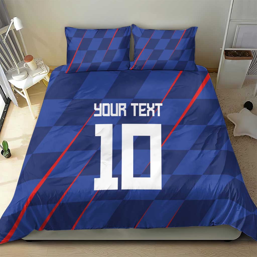 Custom Croatia National Football Bedding Set The Checkered Blue Version - Wonder Print Shop