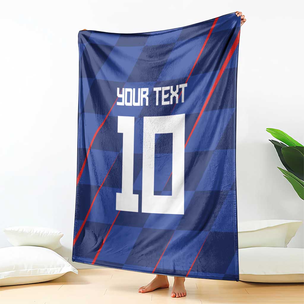 Custom Croatia National Football Blanket The Checkered Blue Version - Wonder Print Shop