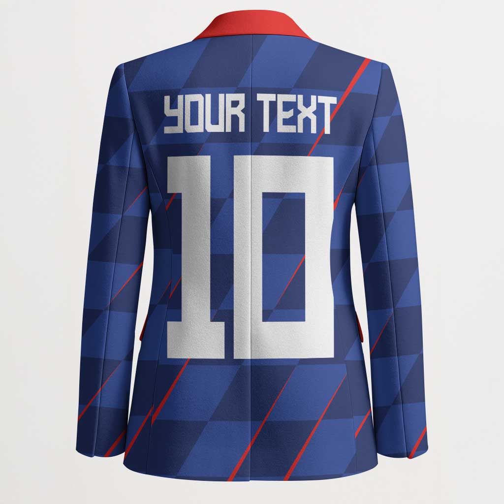 Custom Croatia National Football Blazer The Checkered Blue Version - Wonder Print Shop