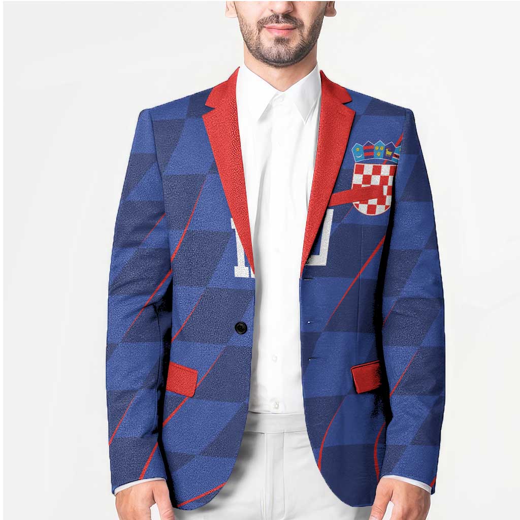 Custom Croatia National Football Blazer The Checkered Blue Version - Wonder Print Shop