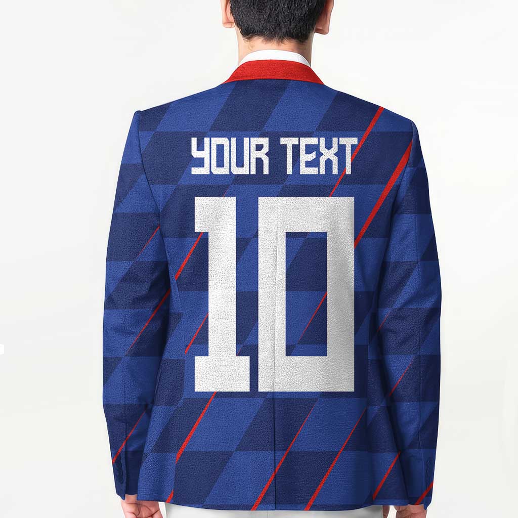 Custom Croatia National Football Blazer The Checkered Blue Version - Wonder Print Shop