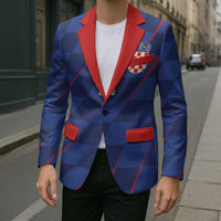 Custom Croatia National Football Blazer The Checkered Blue Version - Wonder Print Shop
