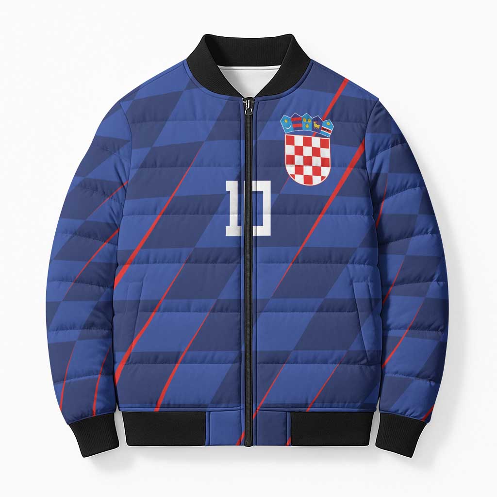 Custom Croatia National Football Bomber Puffer Jacket The Checkered Blue Version - Wonder Print Shop
