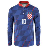 Custom Croatia National Football Button Sweatshirt The Checkered Blue Version - Wonder Print Shop