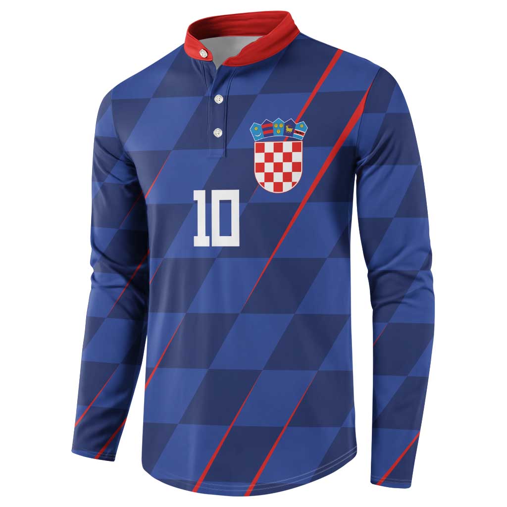 Custom Croatia National Football Button Sweatshirt The Checkered Blue Version - Wonder Print Shop