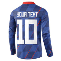 Custom Croatia National Football Button Sweatshirt The Checkered Blue Version - Wonder Print Shop