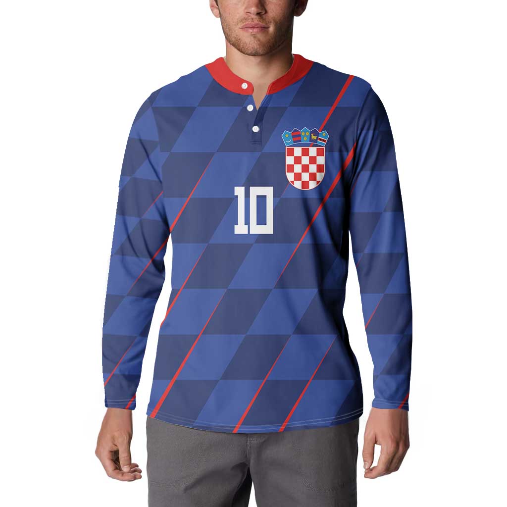 Custom Croatia National Football Button Sweatshirt The Checkered Blue Version - Wonder Print Shop