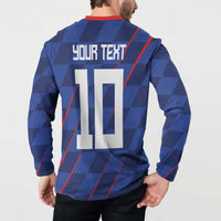 Custom Croatia National Football Button Sweatshirt The Checkered Blue Version - Wonder Print Shop
