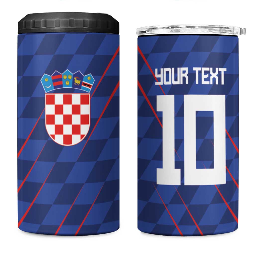 Custom Croatia National Football 4 in 1 Can Cooler Tumbler The Checkered Blue Version - Wonder Print Shop