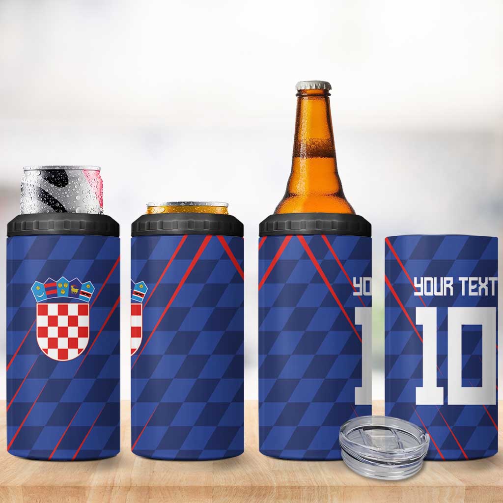 Custom Croatia National Football 4 in 1 Can Cooler Tumbler The Checkered Blue Version - Wonder Print Shop