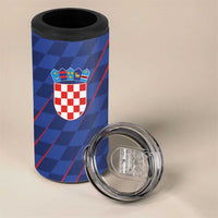 Custom Croatia National Football 4 in 1 Can Cooler Tumbler The Checkered Blue Version - Wonder Print Shop