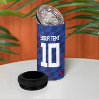 Custom Croatia National Football 4 in 1 Can Cooler Tumbler The Checkered Blue Version - Wonder Print Shop
